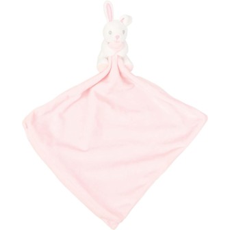 Doudou lapin rose avec hochet personnalisable