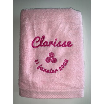 Maxi drap de bain rose personnalisé