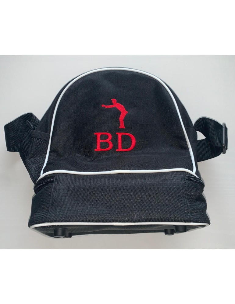 Sac de pétanque noir personnalisé initiales BD brodées et motif bouliste