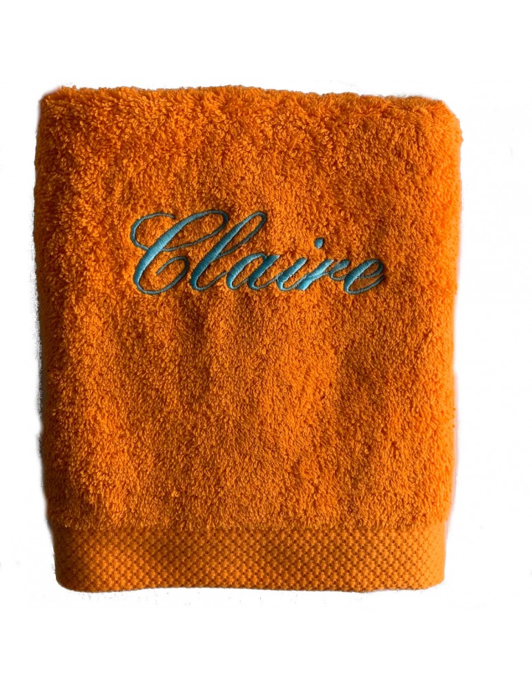 Maxi Drap de Bain orange personnalisé prénom Claire