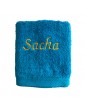 Maxi Drap de Bain turquoise personnalisé prénom Sacha
