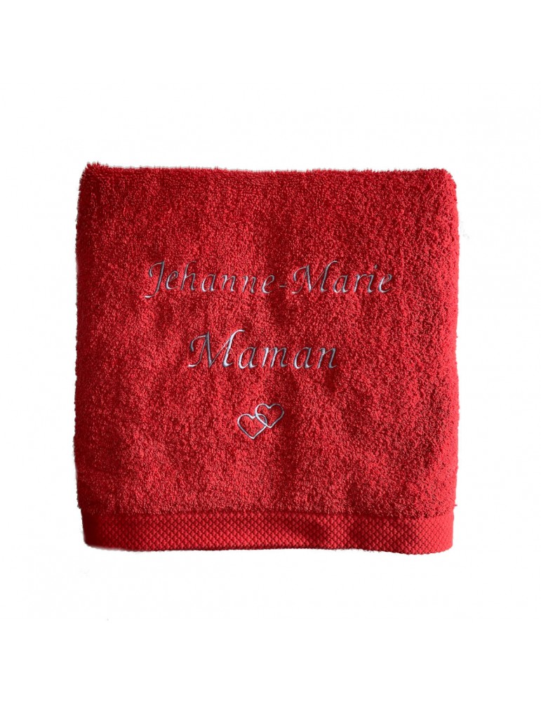 Drap de bain rouge à personnaliser