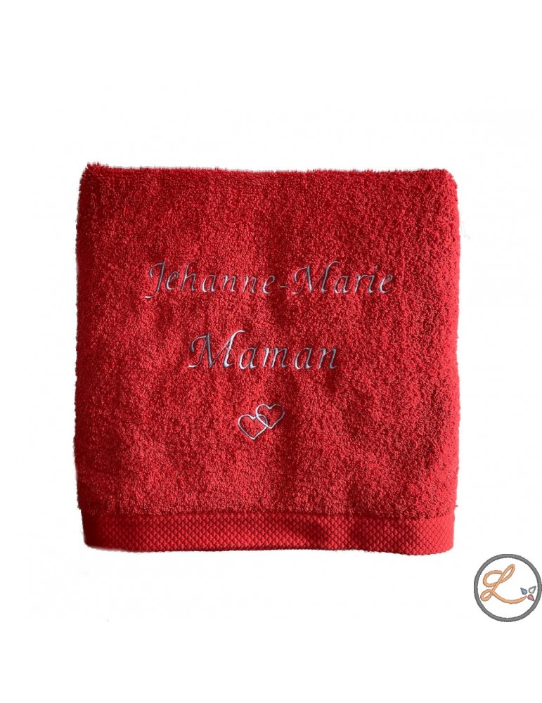 Drap de bain rouge à personnaliser