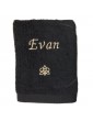 Maxi drap de bain noir personnalisé prénom Evan