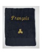 Serviette noire personnalisée prénom François