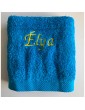 Drap de bain 100x150 turquoise personnalisé prénom Elya