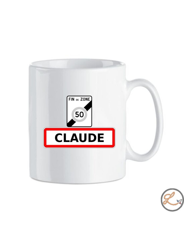 Mug anniversaire personnalisé prénom et âge avec imitation fin de zone à vitesse limitée