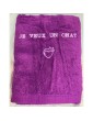 Maxi drap de bain violet personnalisé porteur d'un message