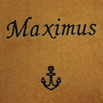 Broderie prénom Maximus avec motif ancre marine sur Drap de Bain 100x150 cm jaune soleil